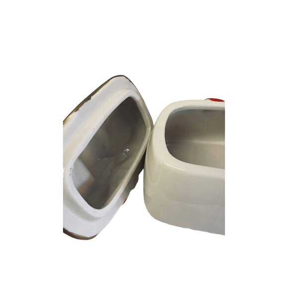 Davids Cookies Christmas Themed Purse Cookie Jar Bow & Holly Red Gold & Black - Picture 4 of 7